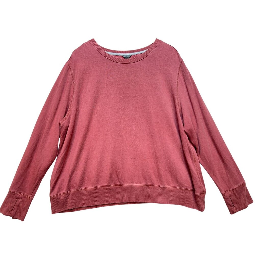 Eddie Bauer Women's Fleece Pullover Sweatshirt Long Sleeve Size 2XL Pink Stretch